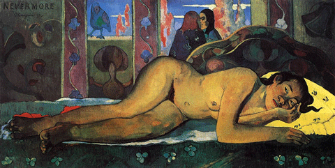 reproductie Nevermore van Paul Gauguin